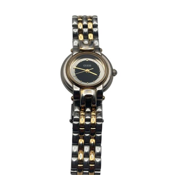 VTG Guess Women's Watch 25mm Black with Gold and Silver Tones - New Battery - Picture 2 of 6